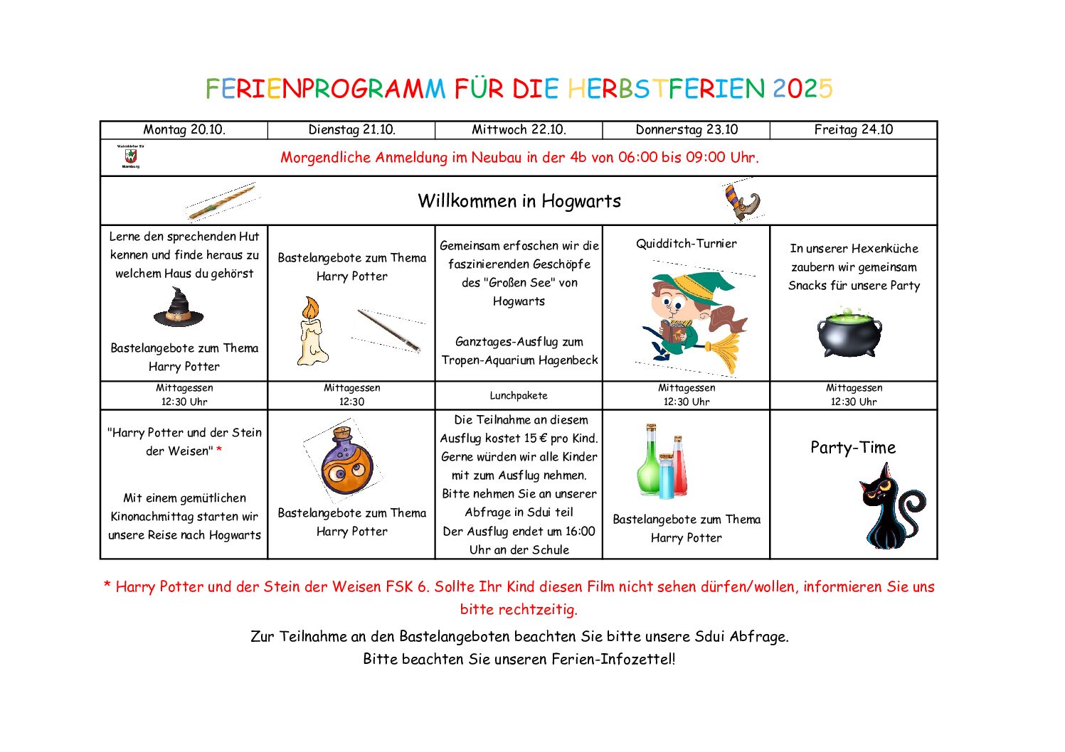 Ferienveranstaltungsplan Herbst 1.Woche