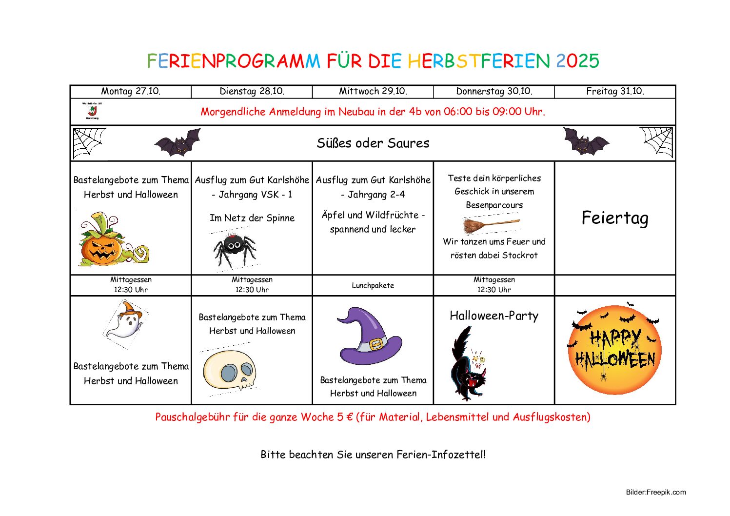 Ferienveranstaltungsplan Herbst 2.Woche
